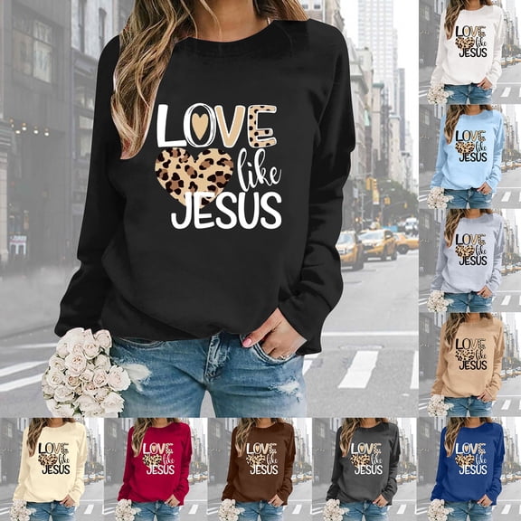 Hpapadks Women's Sweatshirts Valentine Day Long Sleeve Hoodless Hoody Letter Printed Loose Pullover Top Womens Sweatshirts No Hood