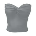 thumbnail image 1 of Hpapadks Women's Tank Tops Elegant Strapless Solid Knit Stretch Tube Bandeau Bra Crop Tops Camisole Tops for Women Grey XXXL, 1 of 5
