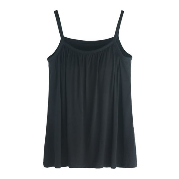 Hpapadks Women's Tank Tops Plus Size Sports Workout Padded Tanks Solid Camis with Built In Bra Camisole Tops for Women Black XXXXXXL