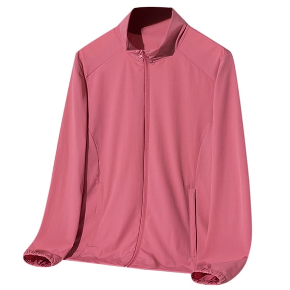Hpapadks Women's UPF 50+ Lightweight Athletic Jacket Plus Size Full Zip Stand Callor Long Sleeve Solid Open Front Jacket Women's Cardigans