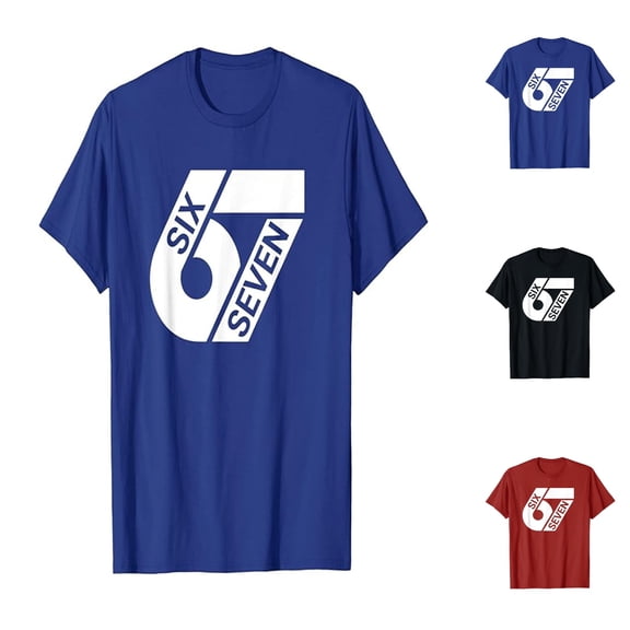 Hpapadks Womens 6 7 Shirt Casual Short Sleeve Round Neck T Shirt with Letter Print for Everyday Wear 6 7 Tshirt