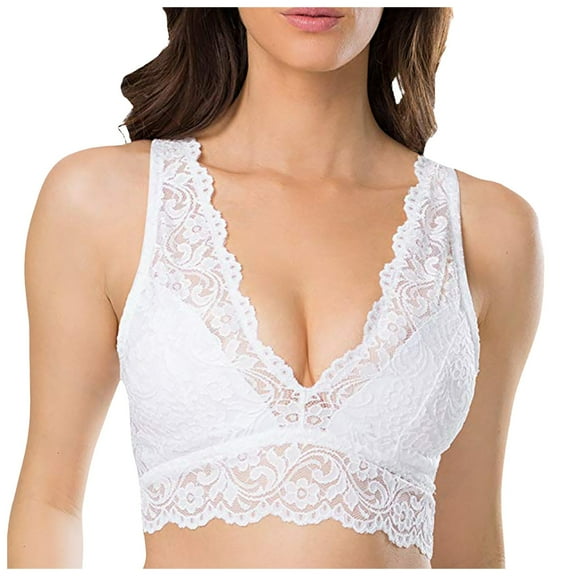 Hpapadks Womens Bras Women's Sexy Lace No Underwire Back Underwear Push Up Bra White XXL