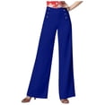 thumbnail image 1 of Hpapadks Womens Casual Pants High Waisted Wide Leg Solid Social Dance Pant Womens Slacks Blue S, 1 of 7