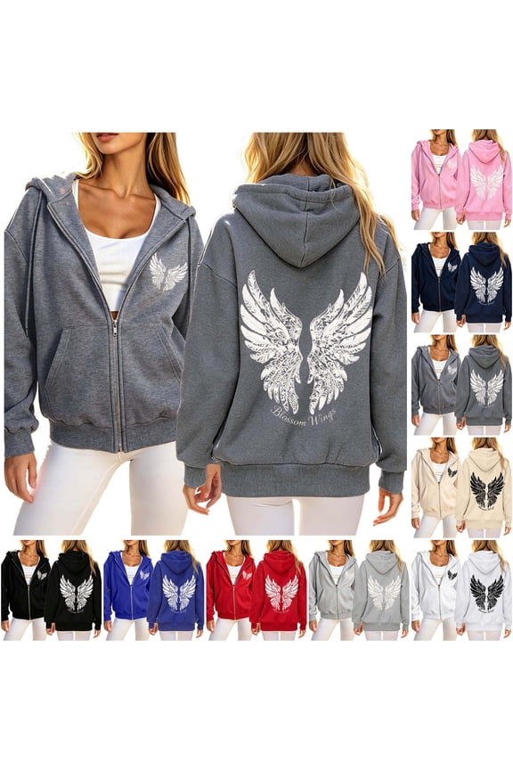 Womens Hoodie Women's Palm Print Zip Hoodie Casual Long Sleeve Jacket Womens Zip Up Sweatshirt