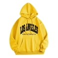 thumbnail image 1 of Hpapadks Womens Hoodies Loose Fit City Name Print Long Sleeve Drawstring Pocket Hooded Sweatshirts for Women Yellow XXL, 1 of 4
