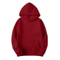 thumbnail image 1 of Hpapadks Womens Hoodies Slim Long Sleeve Solid Pockets Winter Fall Warm Hooded Womens Sweatshirt Red L, 1 of 5