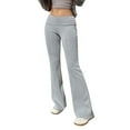 thumbnail image 1 of Hpapadks Womens Pants Solid Low Rise Yoga Flared Pant Slim Fit Slacks for Women Grey L, 1 of 7