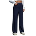 thumbnail image 1 of Hpapadks Womens Pants Straight Leg Button Down Solid Slacks Dress Pant with Pockets Womens Slacks Navy XL, 1 of 5