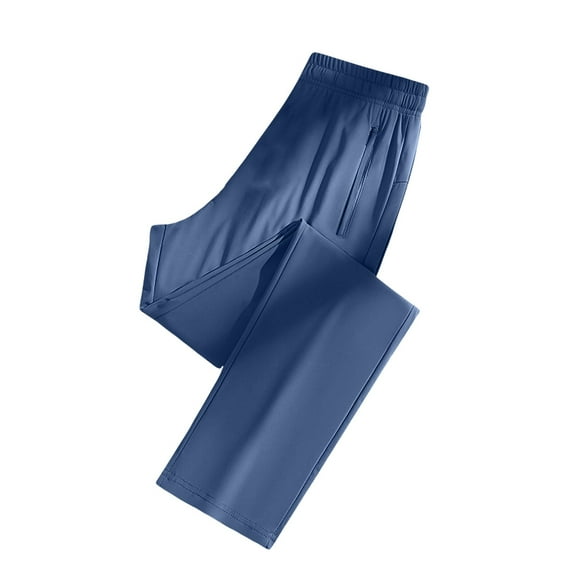 Hpapadks Womens Pants Summer Sports Quick Dry Solid Elastic Waist Pocket Daily Wide Leg Pant Slacks for Women Navy L