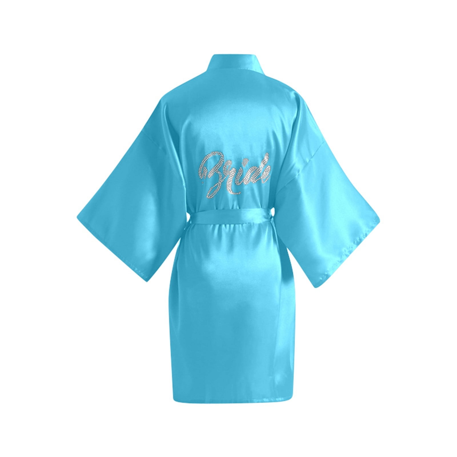 Hpapadks Womens Robe Elegant Solid Rhinestone Bride Bathrobe Silk Like ...