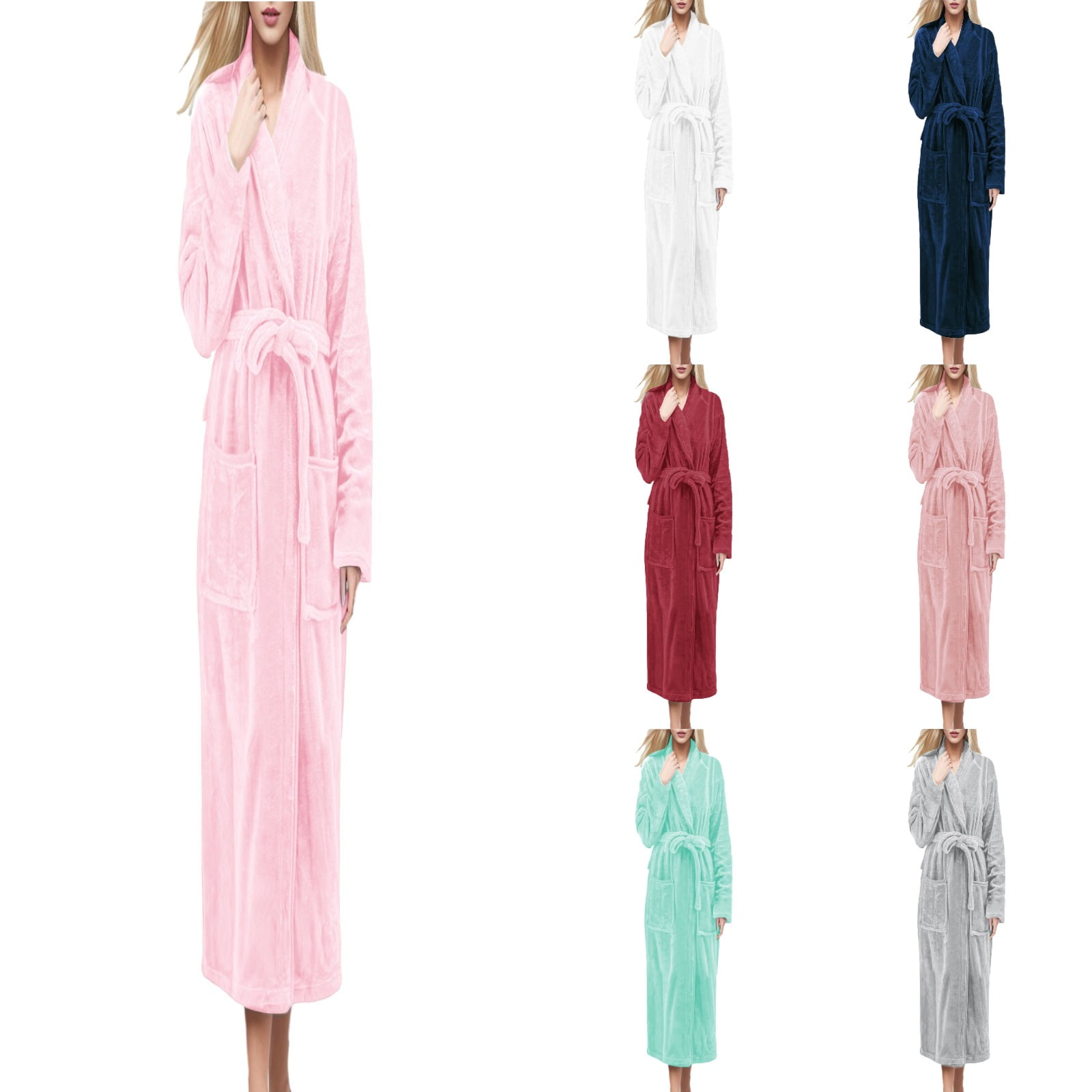 Hpapadks Womens Robes Robes Long Cotton Cloth Robes Plus Size Bathrobe ...