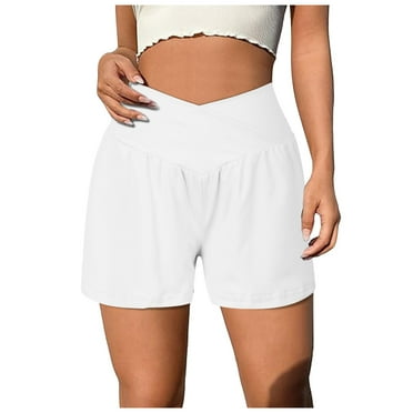 Hpapadks Womens Shorts Dressy Casual Trendy High Waisted Lined Mid-Length Shorts Women White S
