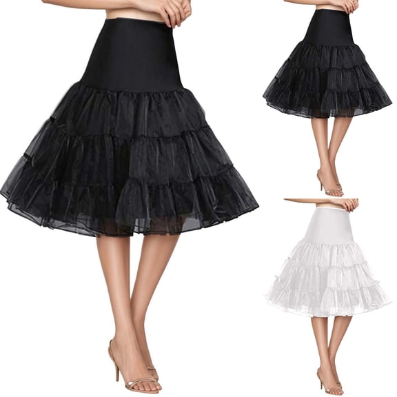 Hpapadks Womens Skirts 4 Layered Petticoat Underskirt Soft Slip for Poofy Skirt Support and Volume Black One Size
