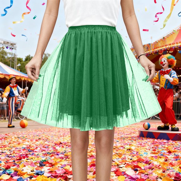 Hpapadks Womens Skirts Elegant High Waist Flowy Hem Festive and Party Pleated Midi Skirt Green XL