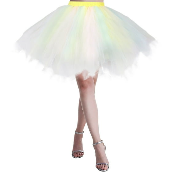 Hpapadks Womens Skirts Festival Ballet Dance Party Patchwork Holiday Costume Tutu Tulle Skirt White M