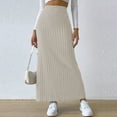 thumbnail image 1 of Hpapadks Womens Skirts High Waist Stretchy Rib Knit Split Slit Hem Midi Pencil Skirt Beige XXL, 1 of 8