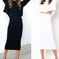 thumbnail image 1 of Hpapadks Womens Skirts Solid High Waist Slim Straight Mid Length Bodycon Skirt Black L, 1 of 9