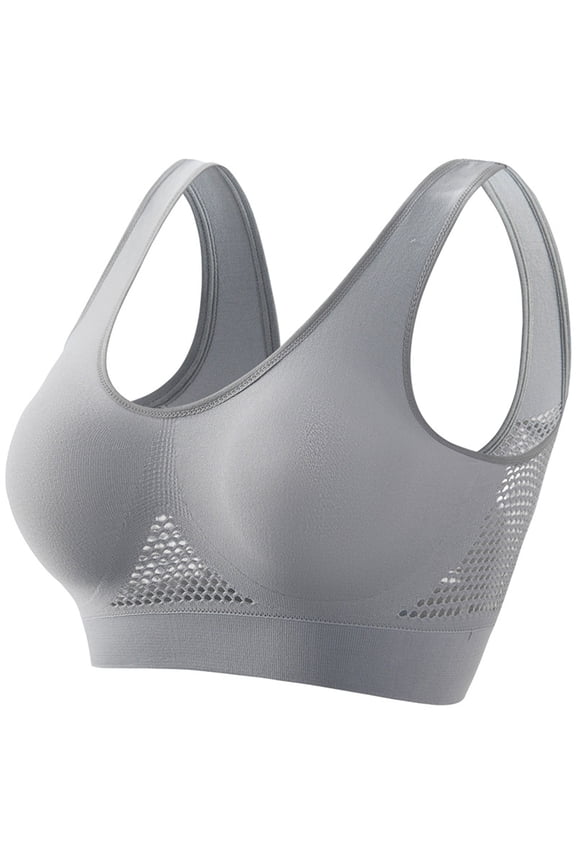 Womens Sports Bras Women's Wirefree Breathable Yoga Comfort Sleep Workout Running Underwear Sports Bras Grey XXXXL
