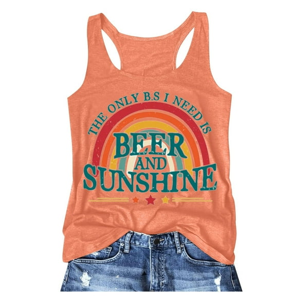 Hpapadks Womens Summer Tank Tops Casual Loose Fit Racerback Tanks Workout Vacation Beach Camis Camisole Tops for Women Orange S