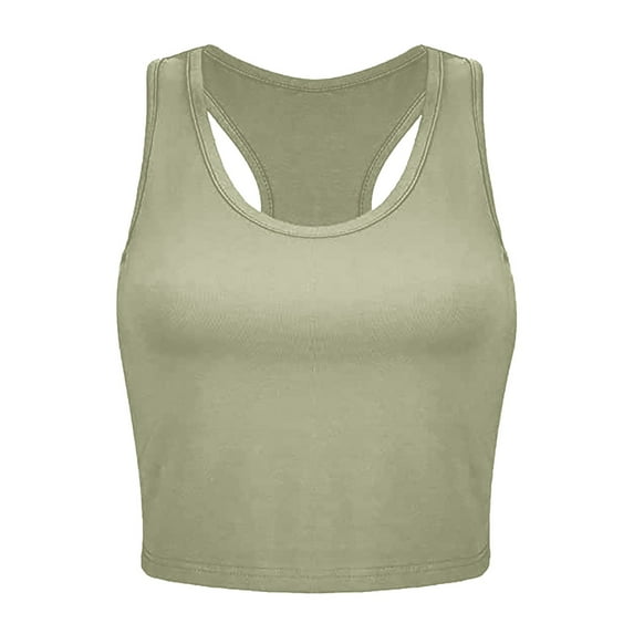 Hpapadks Womens Summer Tank Tops Casual Solid Hiking Sleeveless Vest Tanks Workout Yoga Crop Tops Camisole Tops for Women Green S