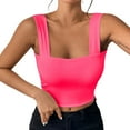 thumbnail image 1 of Hpapadks Womens Tank Top Strapless Vest with Wide Shoulder Straps Sleeveless Top Vest Camisole Tops for Women Hot Pink M, 1 of 4