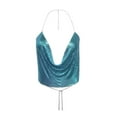 thumbnail image 1 of Hpapadks Womens Tankini Tops Chain Beading Sleeveless Backless Halter Crop Top Club Vintage Tanks Camisole Tops for Women Sky Blue S, 1 of 3