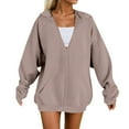 thumbnail image 1 of Hpapadks Womens Zip Up Hoodies Oversized Sweatshirts Fall School Fashion Outfits Casual Jackets 2025 Winter Clothes Khaki L, 1 of 7