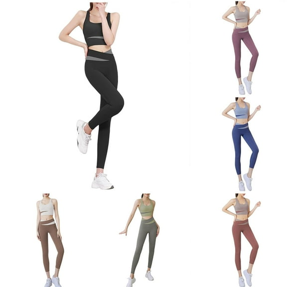 Hpapadks Work Out Sets Gym for Women 2 Piece Quick Dry Solid Tracksuit Yoga Sports Bra High Waist Stretch Leggings Pants Set Yoga Outfits for Women Black L