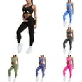 thumbnail image 1 of Hpapadks Work Out Sets Gym for Women 2 Piece Seamless Solid Sleeveless Stretch Crop Tops High Waist Leggings Workout Yoga Set Yoga Sets for Women Black L, 1 of 6