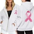 thumbnail image 1 of Hpapadks Zip Up Hoodie Women Pink Ribbon Breast Cancer Awareness Hoodies Long Sleeve Jacket with Pockets White L, 1 of 4