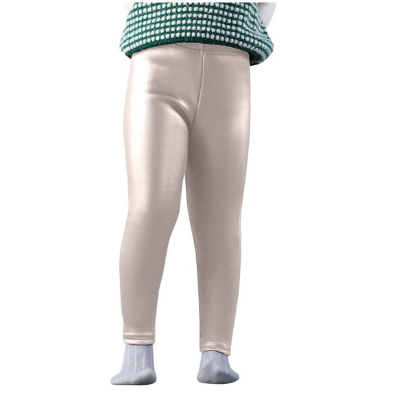 Hpgjzj 3-9 Years Toddlers Baby Girls PU Leather Leggings Tights Thick Fleece Lined Stretch Pants