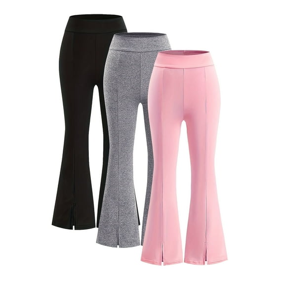Hpgjzj 3 Pack Girls Flare Leggings Cotton Flare Pants for Girls High Waisted Boot Cut Yoga Pants Kids Bell Bottoms Leggings