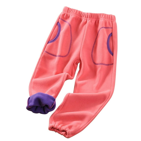 Hpgjzj 4-13 Years Boys Girls' Winter Warm Jogger Pant Fleece Lined Elastic Waist Sweatpants