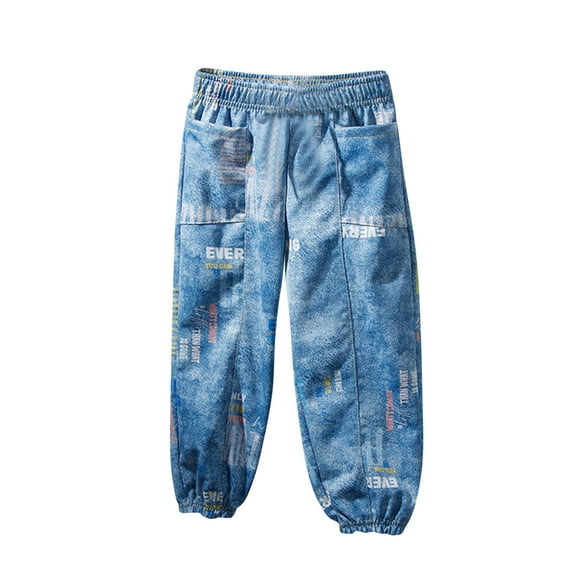 Hpgjzj Boys Baggy Jeans Elastic Straight fit Stretch Denim Pants Loose Kids Clothes 2-10 Years