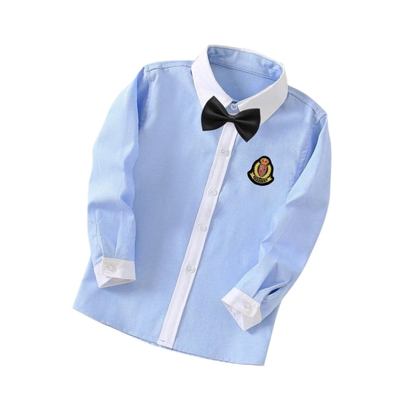 Hpgjzj Boys Dress Shirts Toddler Boy Button Down Shirt Long Sleeve Removable Bow Tie Button Up Shirt White Formal Graduation