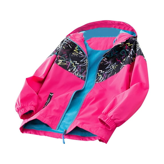 Hpgjzj Boys Girls Hooded Rain Jacket Kids Dinosaur Waterproof Lined Raincoat