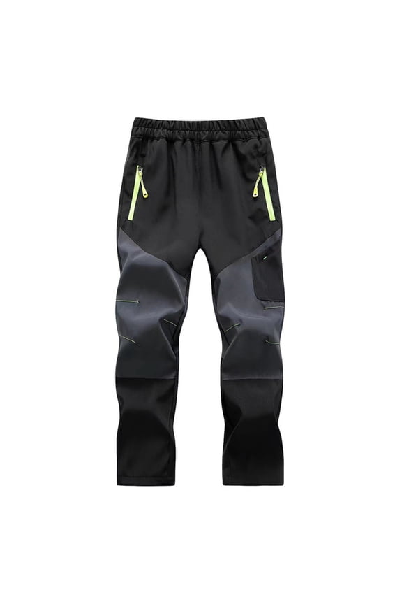 Boys Girls Snow Ski Waterproof Softshell Snowboard Pants Outdoor Hiking Fleece Lined Zipper Bottom Leg