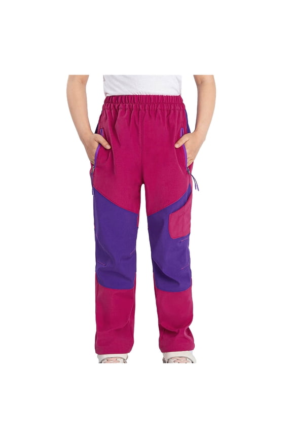 Boys Girls Snow Ski Waterproof Softshell Snowboard Pants Outdoor Hiking Fleece Lined Zipper Bottom Leg