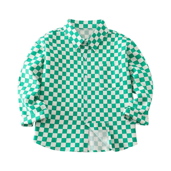 Hpgjzj Boys Plaid Button Down Shirts Long Sleeve Roll Up Cotton Spring Fall Shirt Casual Tops