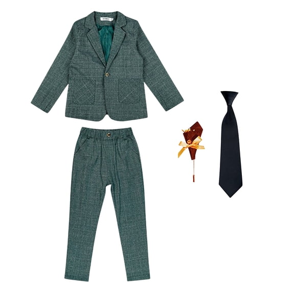 Hpgjzj Boys Suits Slim Fit 3 Piece Solid Blazer Tuxedo Boys Formal Suit Set for Wedding Jacket Long Pants Tie 3-piece Set