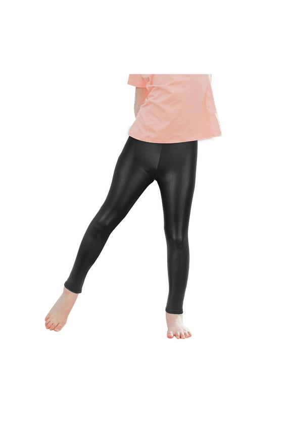 Cute Shiny Girls Leggings for Gymnastics and Dance - Comfortable, Stretchy, Footless Yoga Athletic Wear