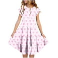 thumbnail image 1 of Hpgjzj Girl 2024 Summer Boho Sun Dress Ruffled Pockets Dresses Size 6-14 Years Frill Sleeve Dresses Swing Twirly Sundress, 1 of 5