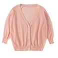 thumbnail image 1 of Hpgjzj Girl’s Knit Cardigan Sweater – Long Sleeve V-Neck Basic Kids Casual Button Down Soft Lightweight Knitted Cute Top, 1 of 3