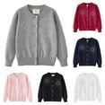 thumbnail image 1 of Hpgjzj Girls Cardigan Sweaters Fall Winter New Casual Jacquard Long Sleeve Button Rhinestone Lightweight Loose Outwear 2-9 Years, 1 of 3