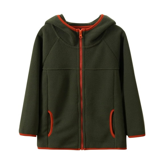 Hpgjzj Girls Fleece Jacket With Hood, Girls Fleece Jacket Full Zip Fall Winter Soft Sherpa Hooded Coat Outwear with Pockets