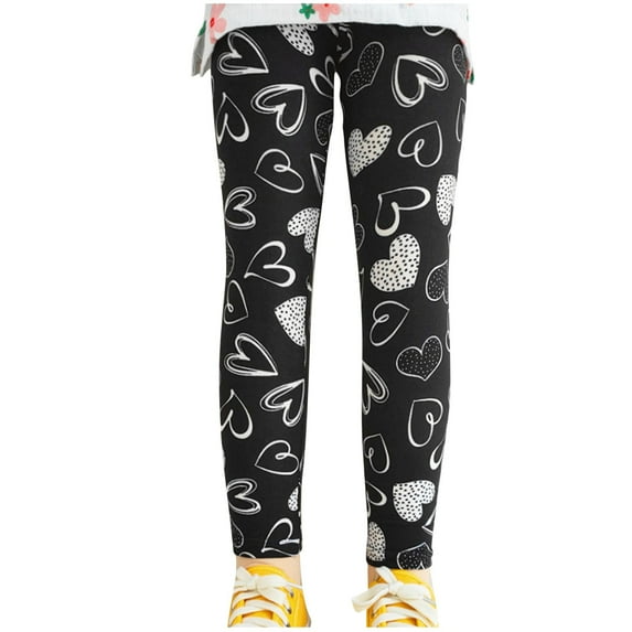 Hpgjzj Girls Fleece Lined Leggings Kids Winter Warm Full Length Pants for 2-9 Years