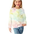 thumbnail image 1 of Hpgjzj Girls Long Sleeve Shirts Kids Crewneck Tie Dye Print Hem Loose Tunic Tops Fall Spring 3-14 Years, 1 of 6