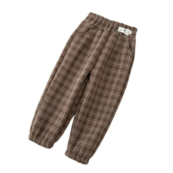 Hpgjzj Girls' Wide-Leg Fleece Lined Trousers Winter Corduroy Flare Trousers Girls' Wide-Leg Plus Velvet Trousers