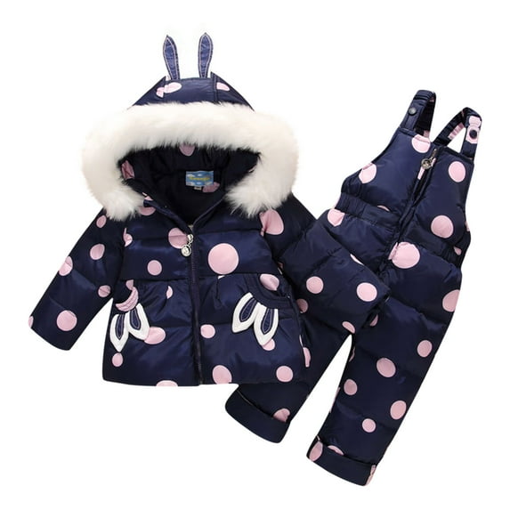 Hpgjzj Girls Winter Snowsuit, Children Clothing Sets Winter Hooded Duck Down Jacket + Trousers Snowsuit for Boys Unisex Baby