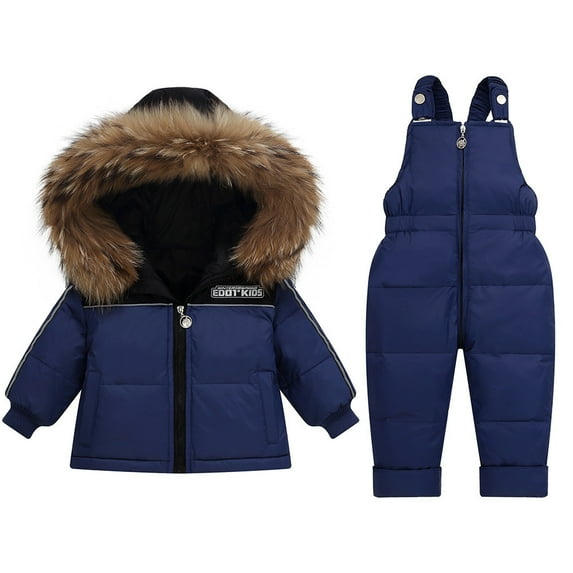Hpgjzj Girls Winter Snowsuit, Children Clothing Sets Winter Hooded Duck Down Jacket + Trousers Snowsuit for Boys Unisex Baby